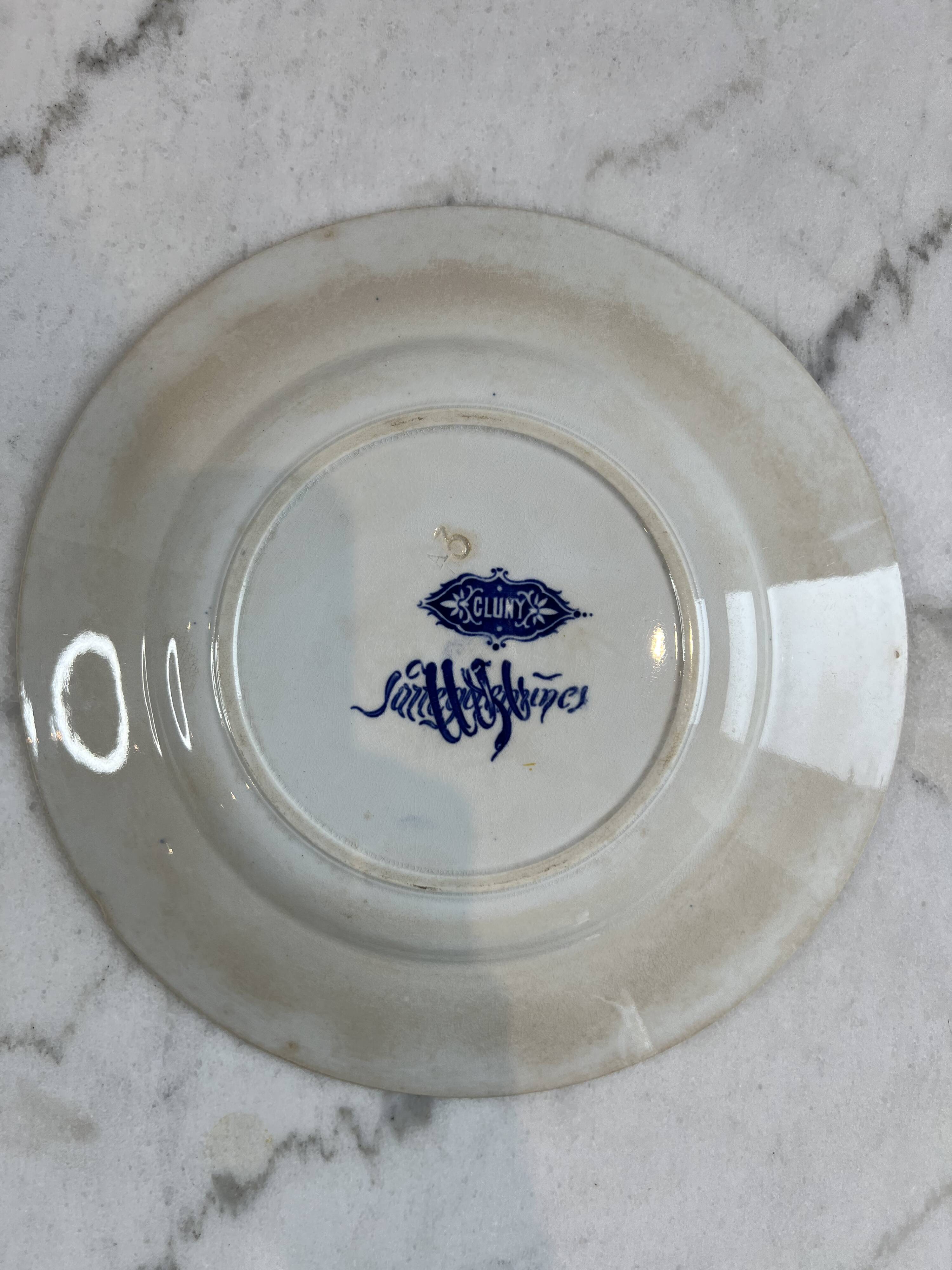 Large flat plate ironstone Sarreguemines Cluny