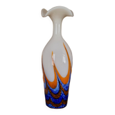 Large vintage red, white and blue Murano glass vase by Carlo Moretti, Italy, 1970s