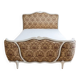 Double bed Louis XV in wood and floral fabric