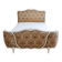 Double bed Louis XV in wood and floral fabric