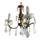 Vintage metal and crystal pendant chandelier, early 20th century.