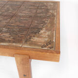 Table basse en teck avec carreaux de design danois, années 1960