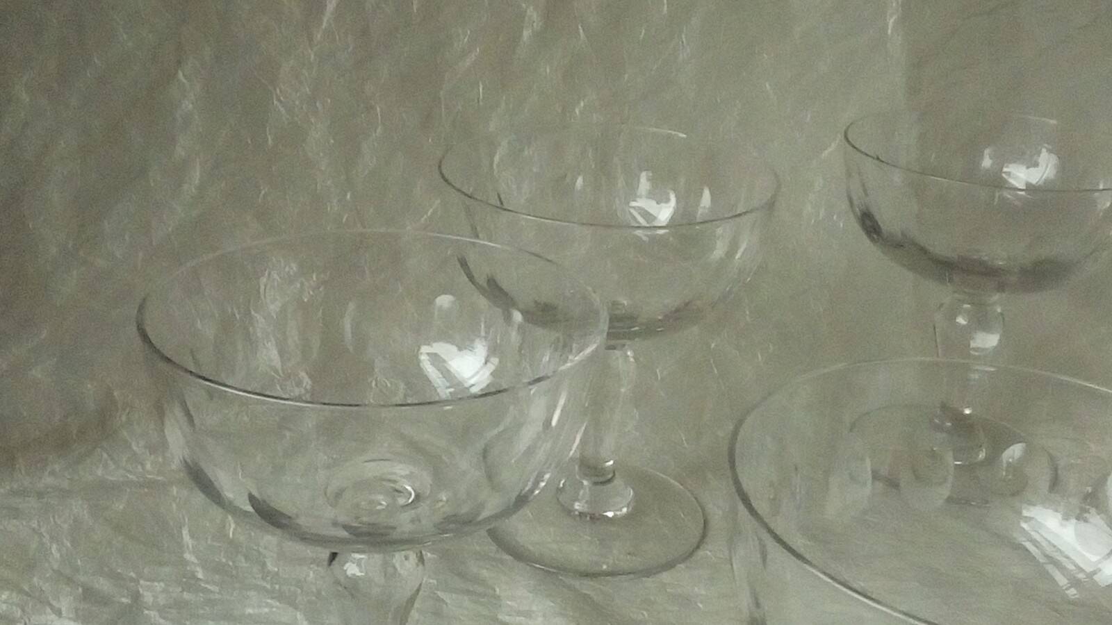 Antique faceted glass champagne coupes