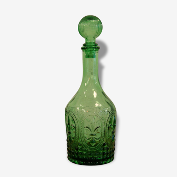 Ancienne bouteille, flacon ou carafe vintage en verre de couleur verte
