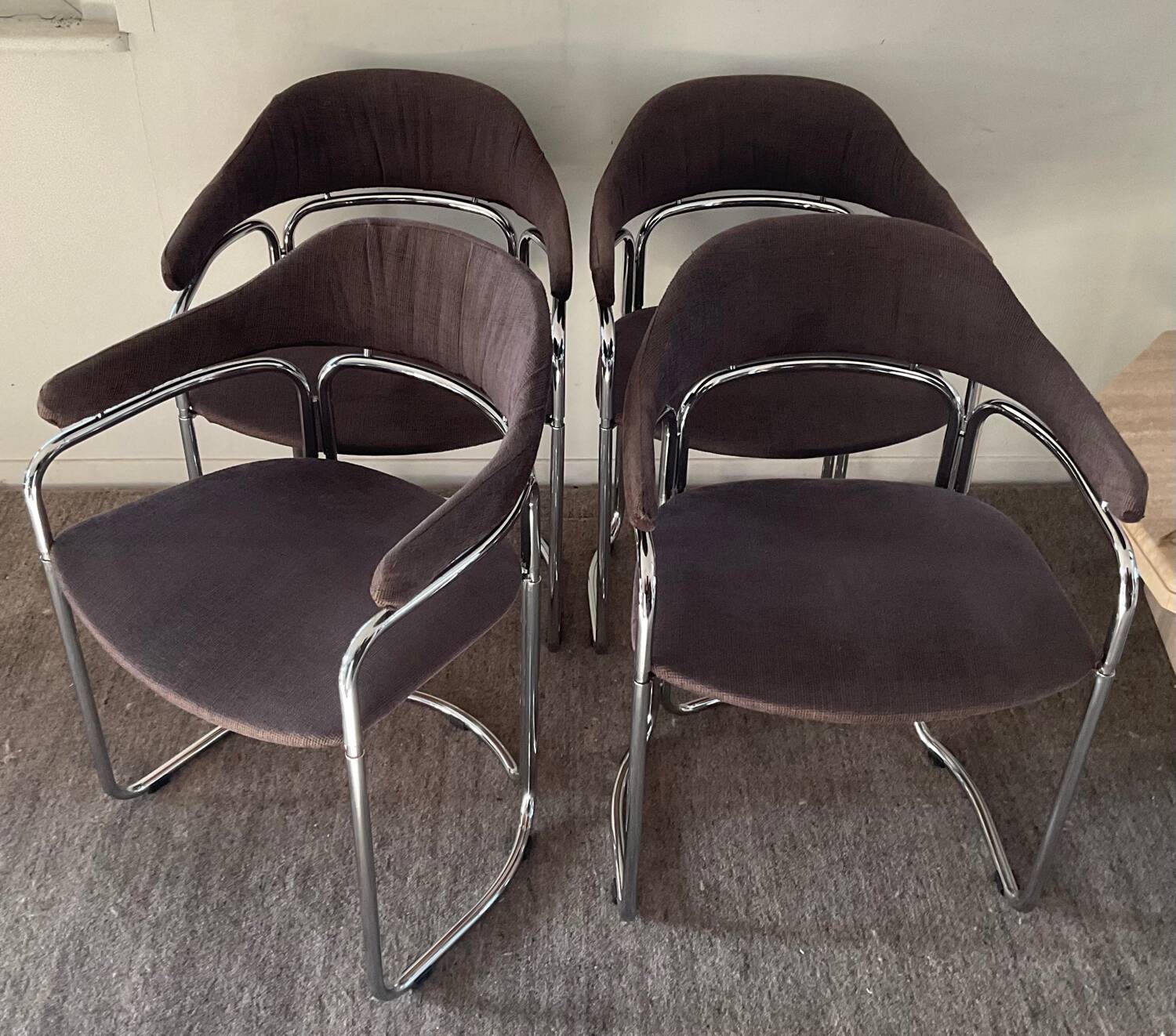 Series of 4 Italian armchairs by Otto Gerdau 1970s