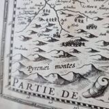 Antique engraving of the map of the southern part of Languedoc France from the