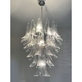 Lustre transparent « selle » en cascade en verre de murano