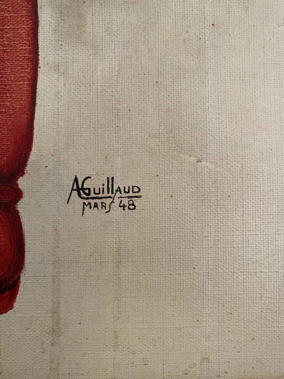 Tableau ancien, danse folklorique, A. Guillaud (1948)