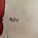 Tableau ancien, danse folklorique, A. Guillaud (1948)