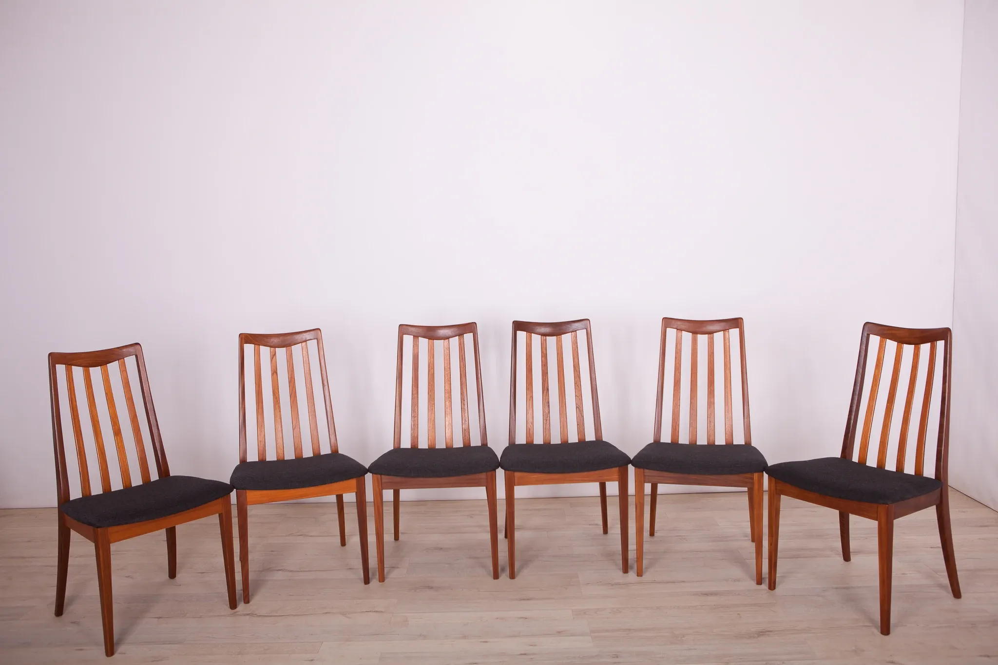 Chaises de salle à manger en tissu et teck par Leslie Dandy pour G-Plan, années 1960, ensemble de 6