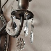 Wall light in tinned brass and crystal pendants - rococo light 2 lights