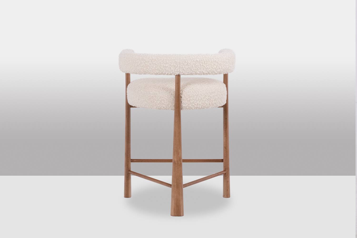 Pair of blond beech bar stools. Contemporary work.