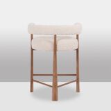 Pair of blond beech bar stools. Contemporary work.