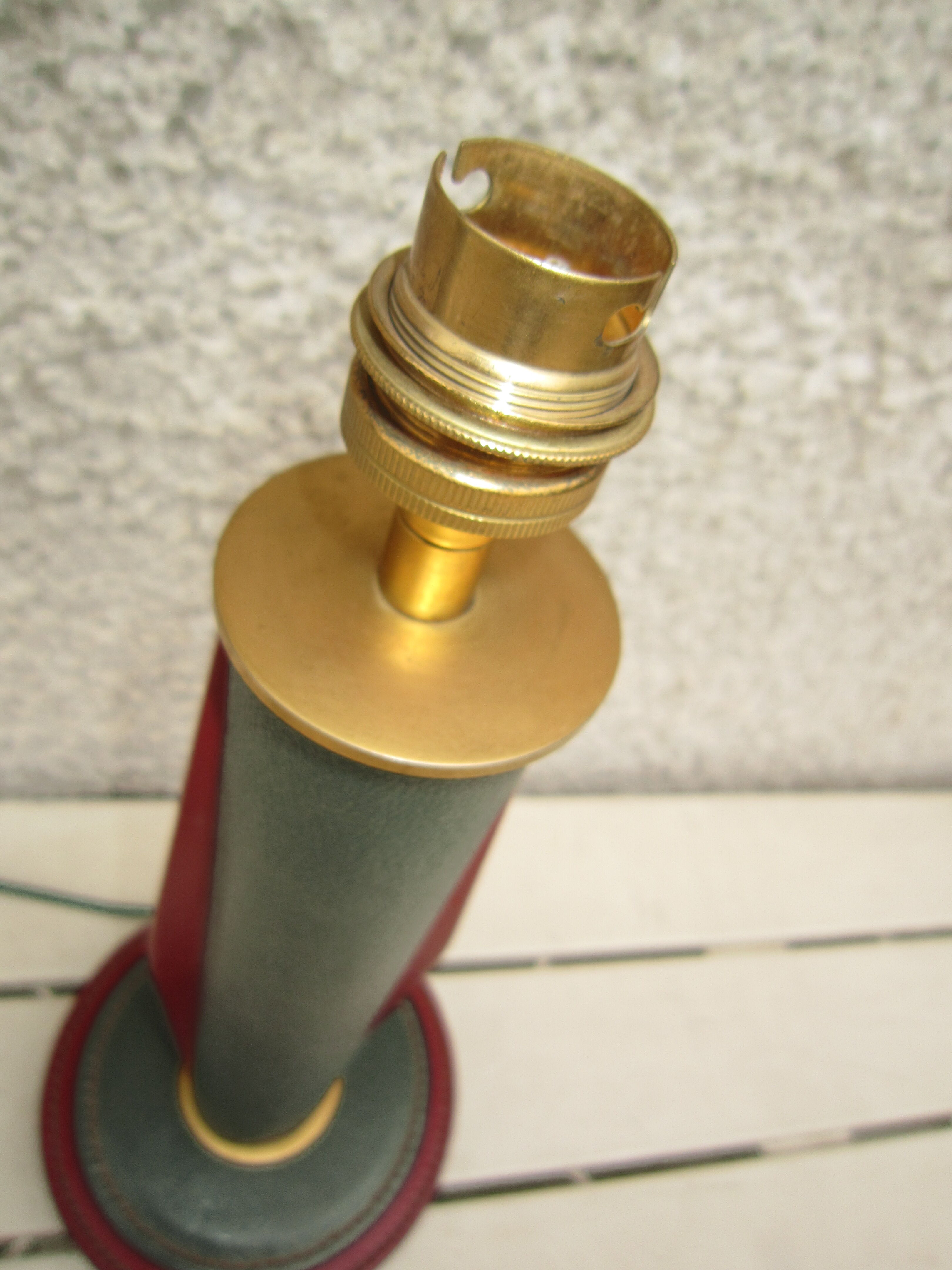 Leather lamp pique saddle brass 1950