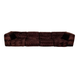 Vintage Italian chrome sectional sofa with faux fur, 1970s.