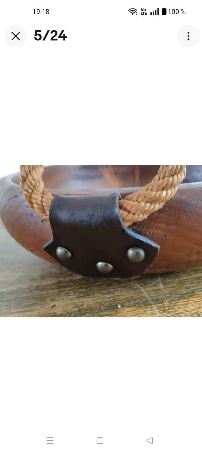 Adrien Audoux and Frida Minet rare basket in solid oak and rope