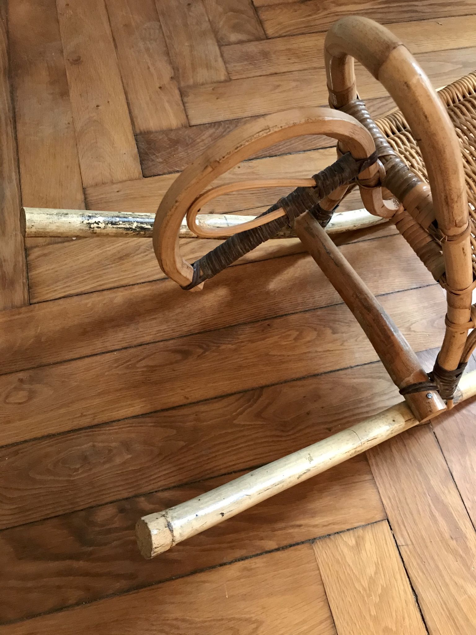 Rattan and bamboo rocking horse