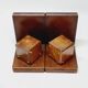 Pair of French Art Deco Wooden Bookends with Dice