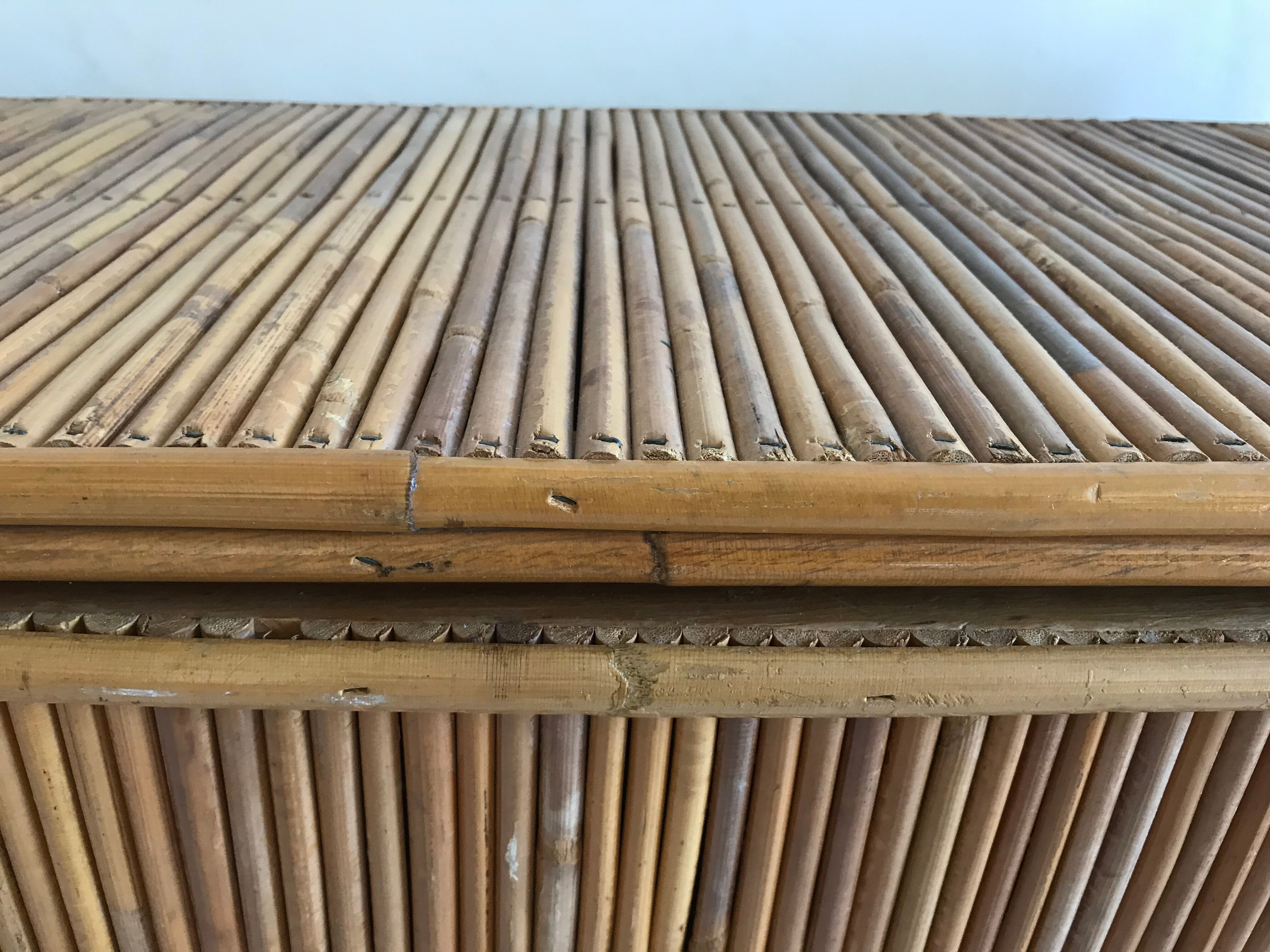 Vintage bamboo rattan chest from the 60s