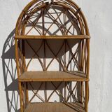Vintage wall shelf in rattan and caning — 70s bohemian spirit