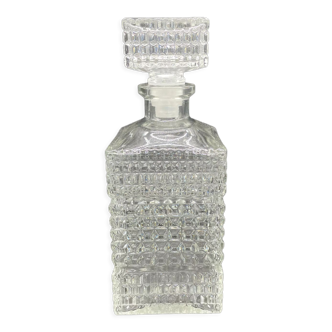 Vintage, whisky decanter, pitcher, bottle, square cap, diamond decoration, spikes, 1960s, 1970s