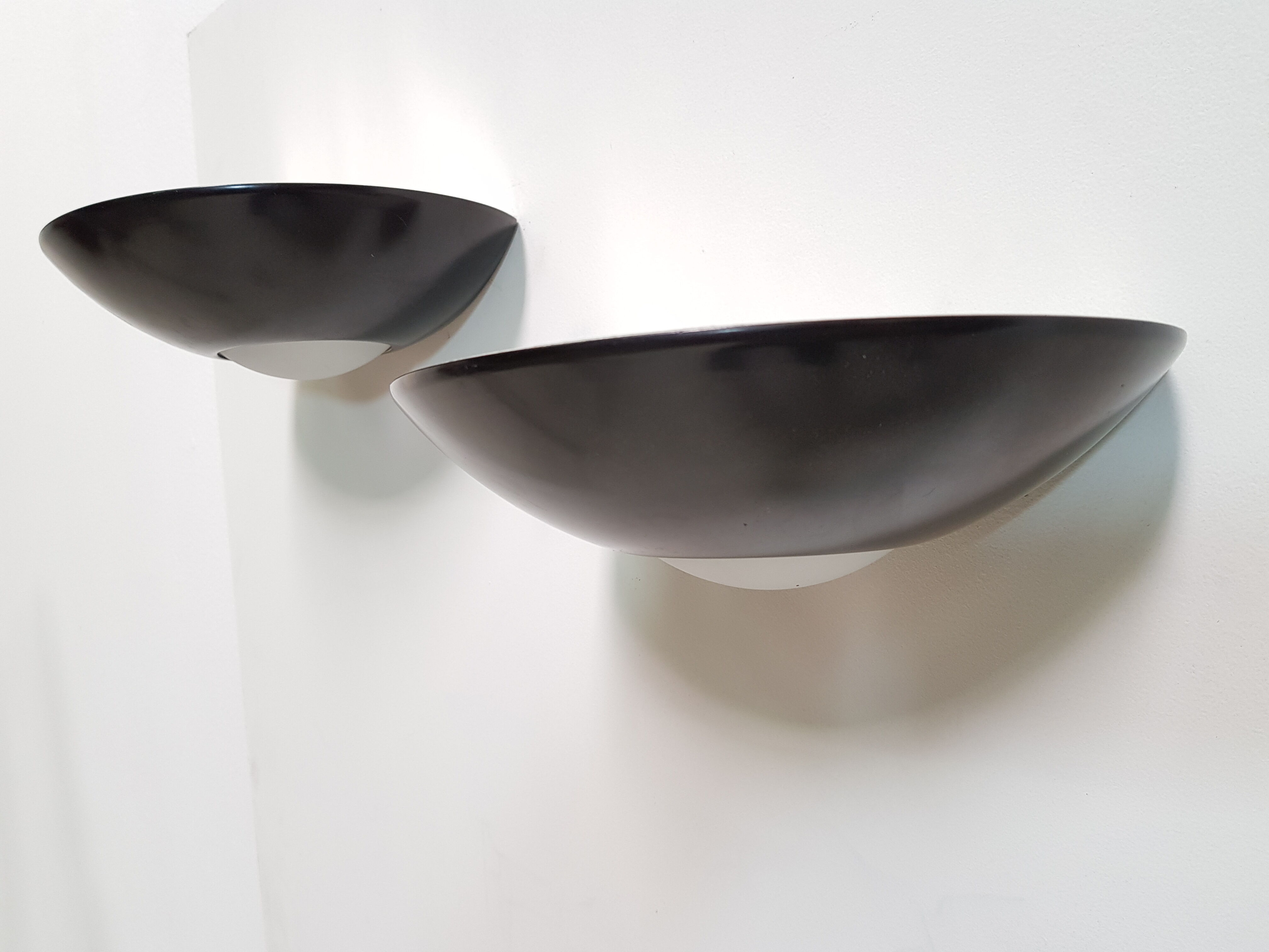 Pair of  wall light vintage metal  and opaline 70s