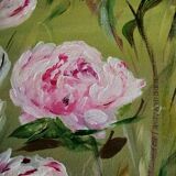 Peony fields painting, signed and delivered with its certificate