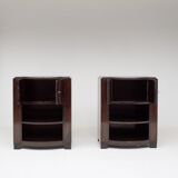Set of Art Deco nightstands in dark wood