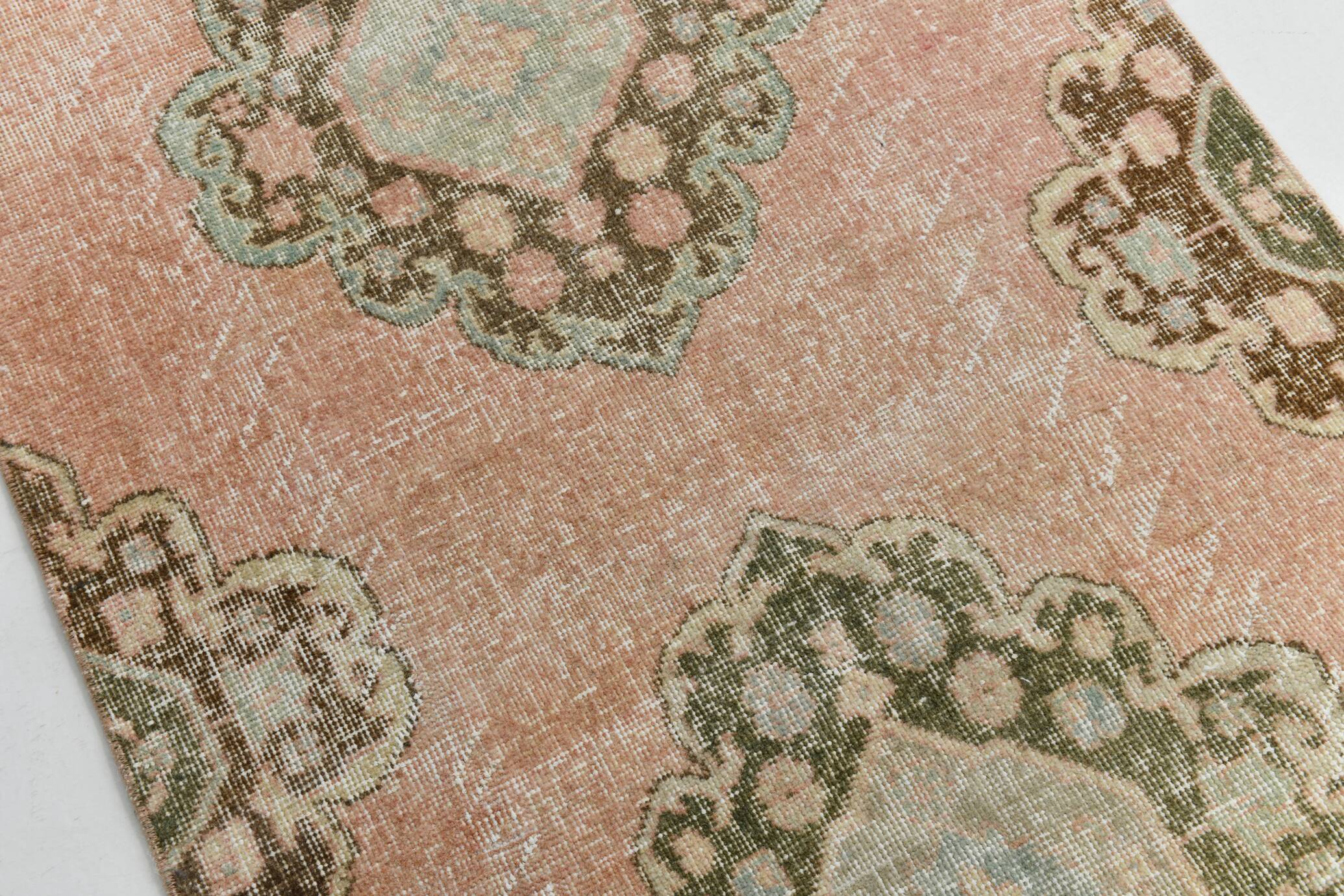 3x12 Vintage Blush Pink Classic Persian Runner Rug, 90x358Cm