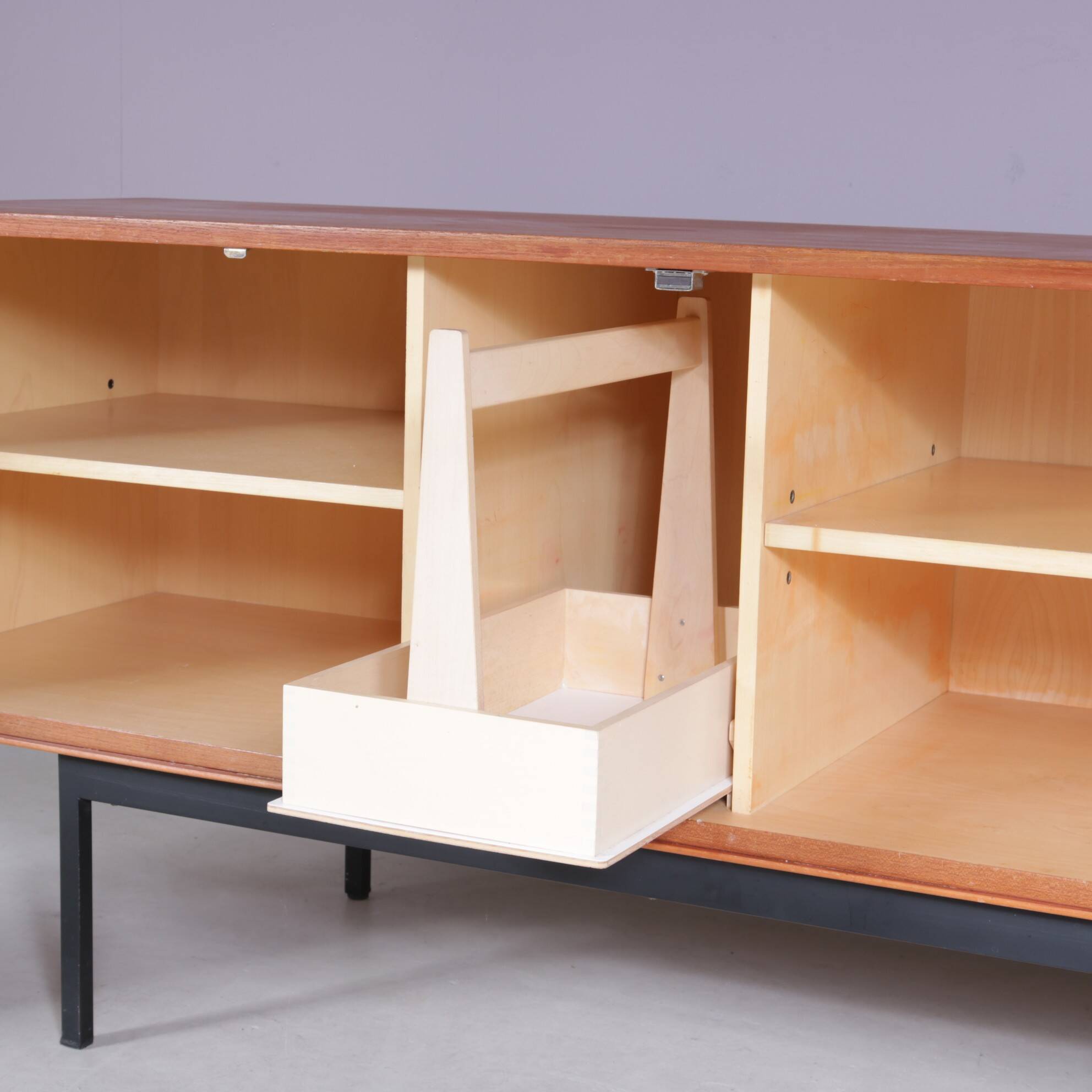1950s Teak sideboard on black metal base model: B20 by Dieter Wäckerling f