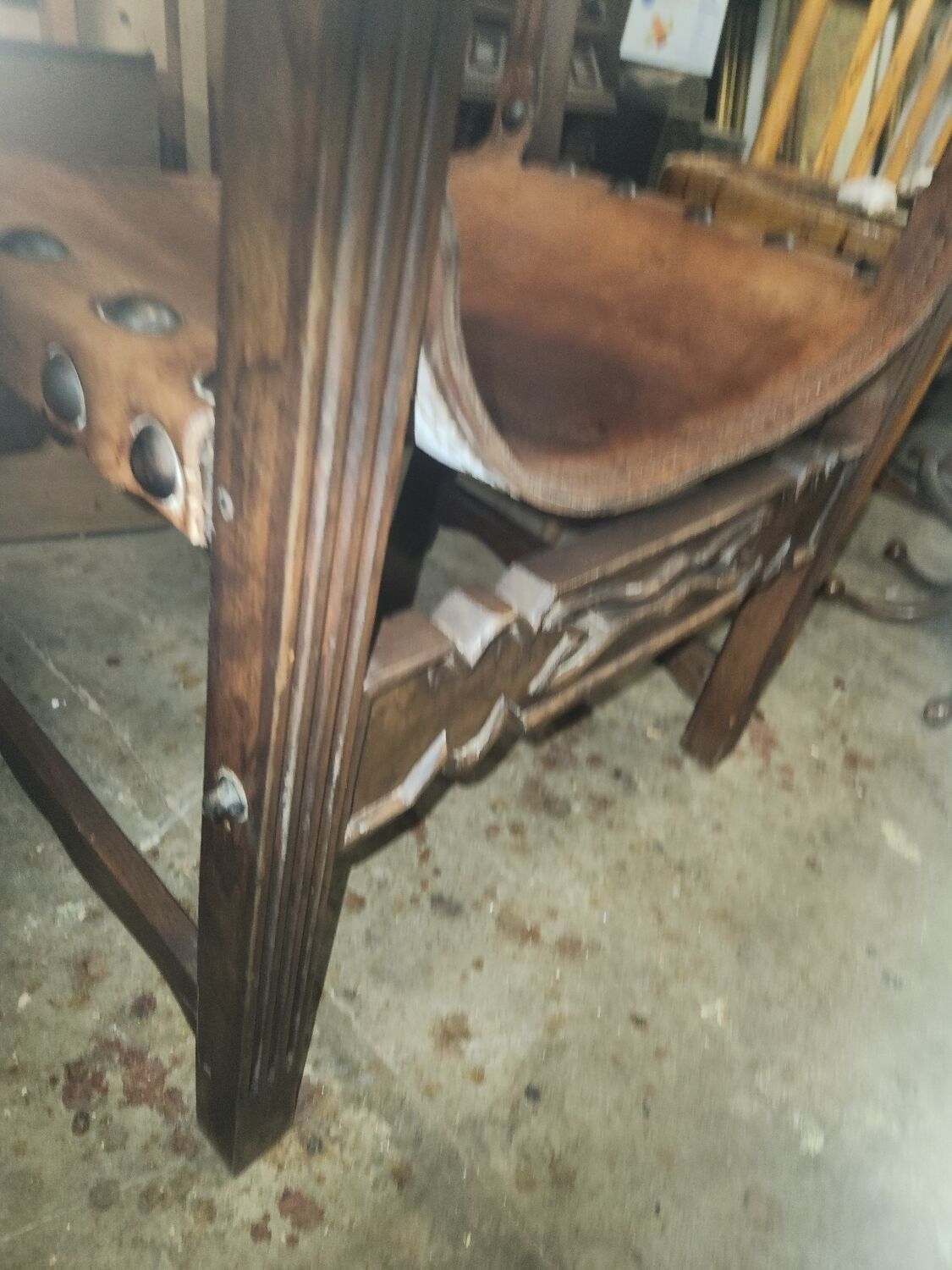 Pair of leather armchairs 19th century