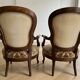 Pair of Louis XV armchairs in wood and floral fabric.