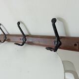 Vintage solid wood and metal wall coat rack