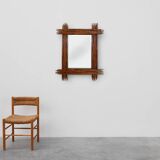 Large Vintage bamboo mirror with beveled mirror, France 1960s