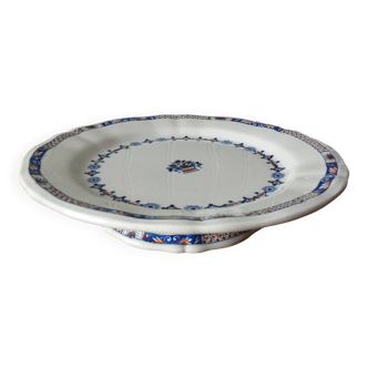 Old mounted plate, earthenware compote bowl E. BOURGEOIS GRAND DÉPÔT “Rouen XVIII”