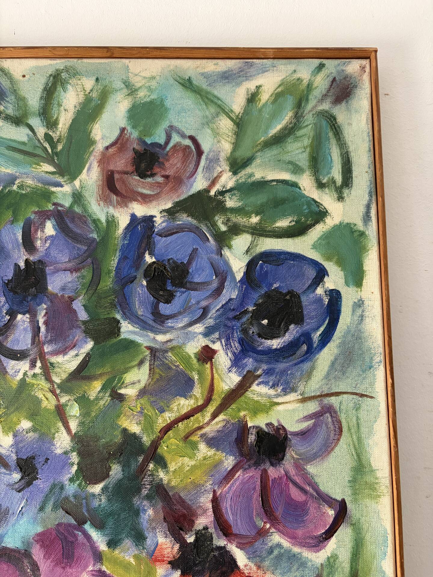 Anemones, oil on canvas signed Guette Fattal