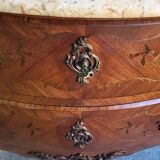 ROSEWOOD COMMODE WITH 2 DRAWERS AND OCHRE MARBLE TOP