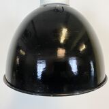 Industrial black enamel lamp with porcelain top, 1950s