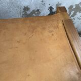 Solid elm and leather stool Maison Regain