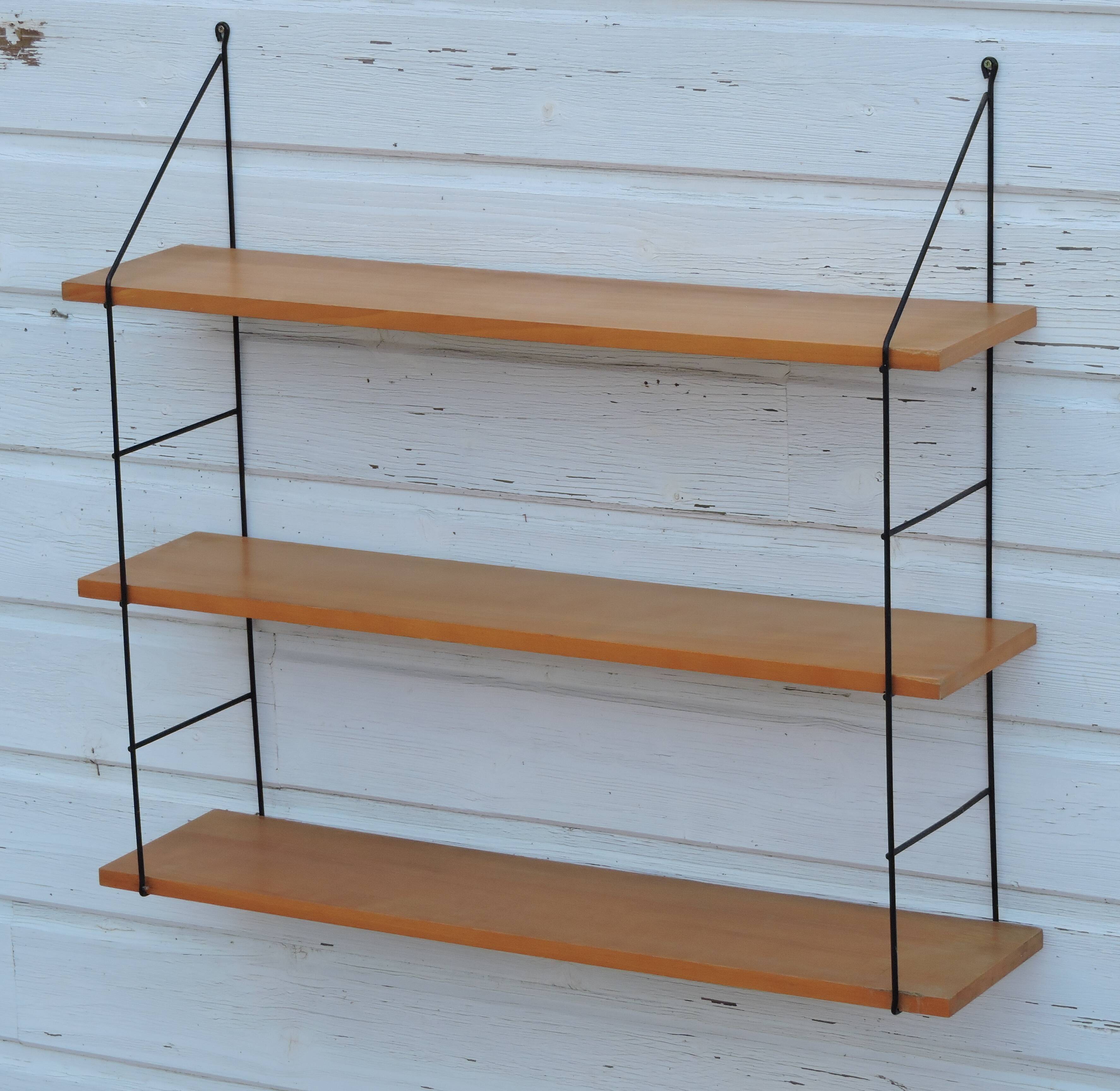 Wall shelf vintage wire and wood