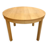 Vintage Round Oak Dining Table with Butterfly Extension 1960s Denmark