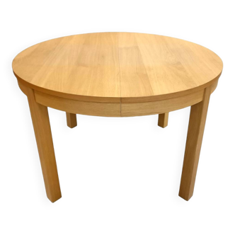 Table à manger vintage ronde en chêne avec rallonge papillon 1960 Danemark