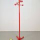 Vintage Red Stained Beech Coat Rack with Balls, 1970s