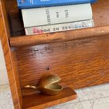 Vintage solid oak geometric wall shelf