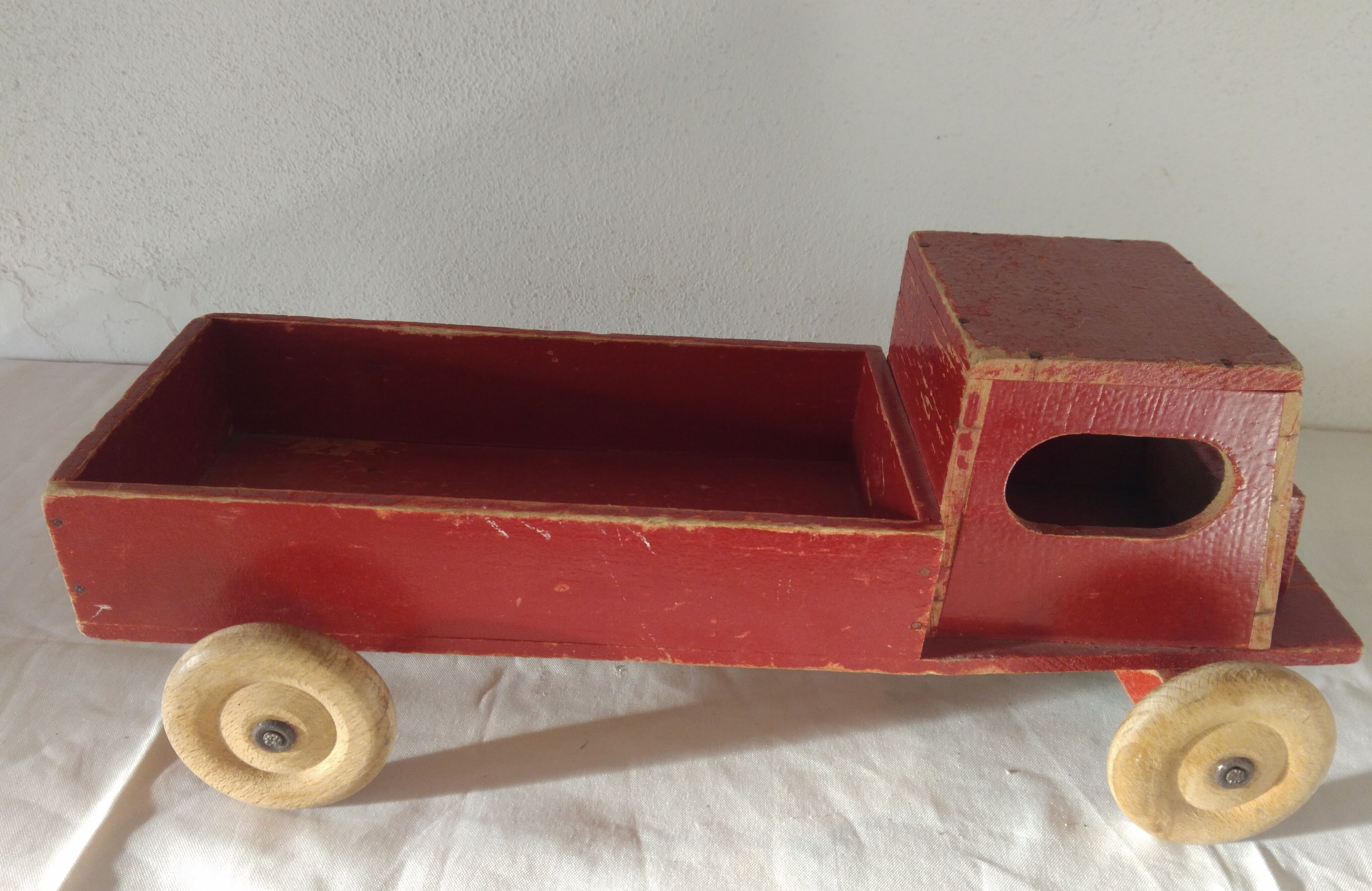 Old wooden toy van car