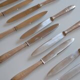 12 art deco table knives silver metal 25 cm monogram AR