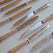 12 art deco table knives silver metal 25 cm monogram AR