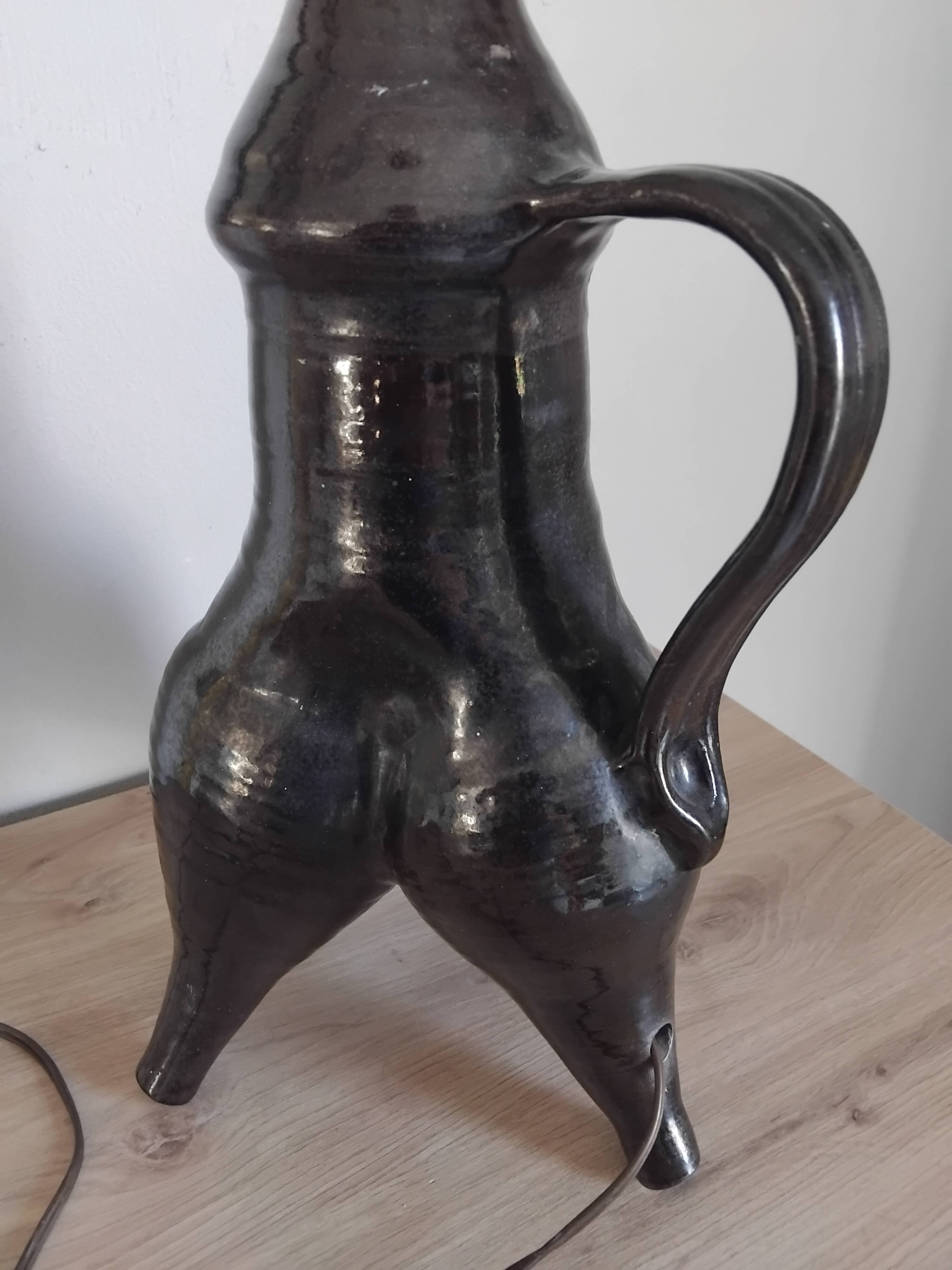 Pied de lampe forme libre en céramique style Vallauris, années 50