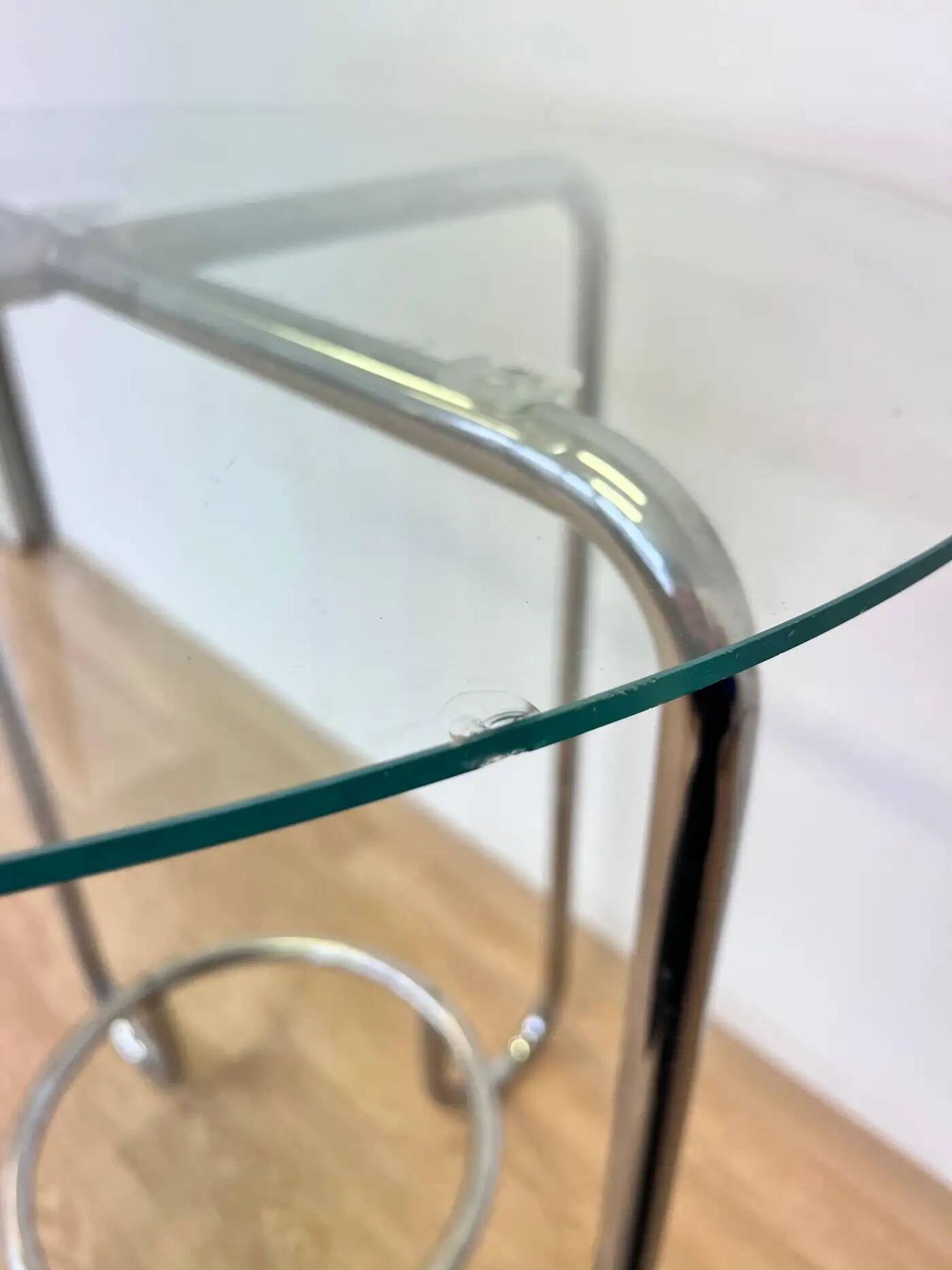 Table Bauhaus en chrome et verre - années 1930