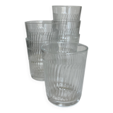 Set de 6 verres gobelets de verre pressé ondulations 1960 France